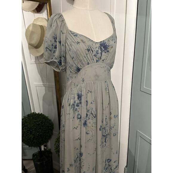 LoveShackFancy Angie Silk Floral Sweetheart Maxi Dress in Celestia Blue Size 4 - Picture 12 of 14